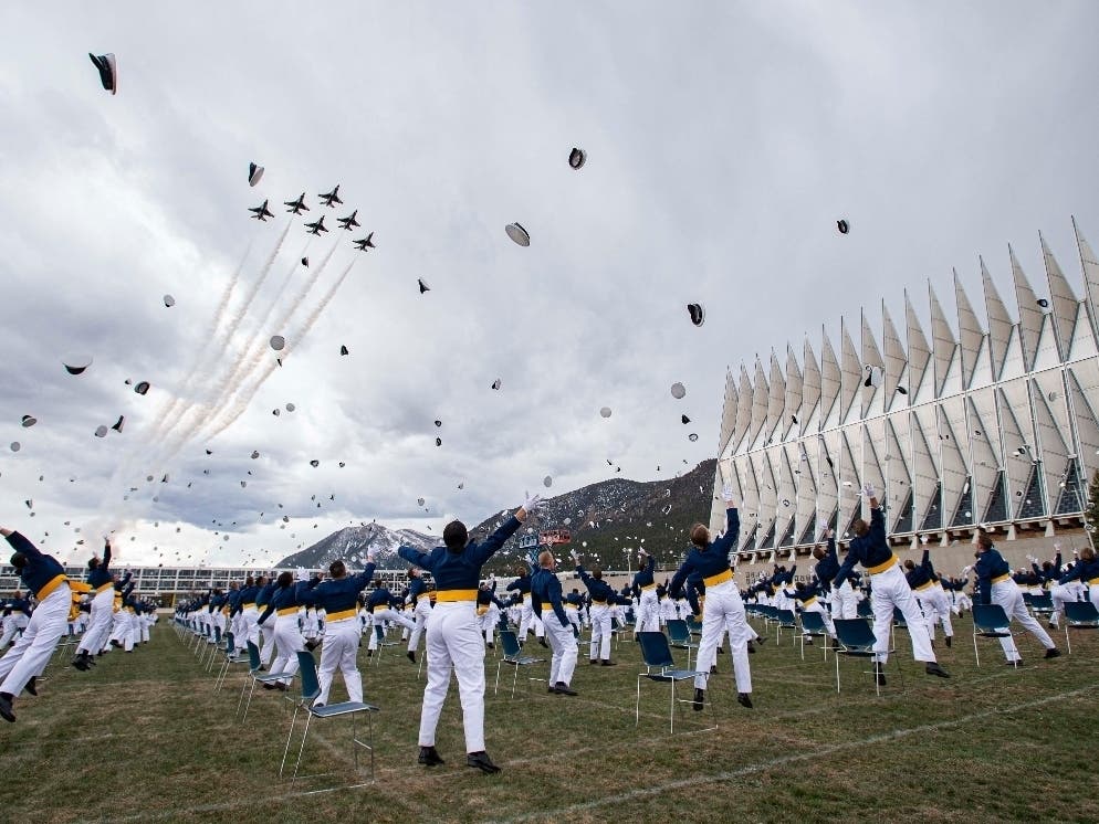 Nearly 1,000 cadets graduated in a scaled-down ceremony due to the coronavirus pandemic.