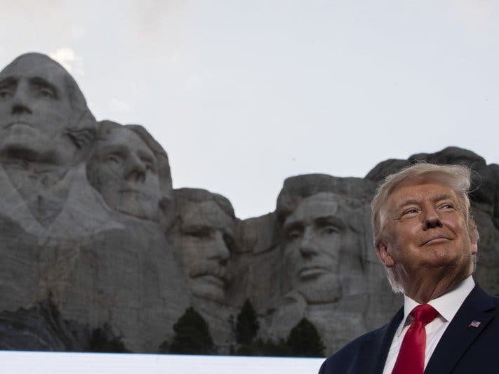 President Donald Trump spoke Friday at Mount Rushmore National Memorial near Keystone, S.D. 