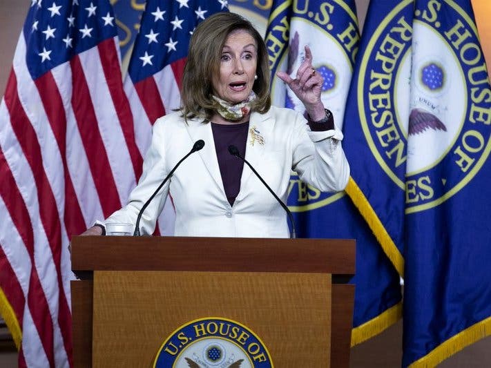 House Speaker Nancy Pelosi of Calif. speaks during a news conference on Capitol Hill in Washington.