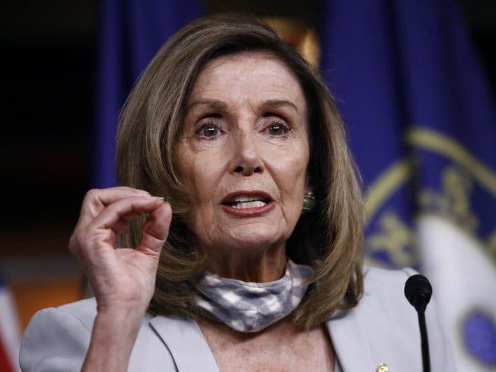 House Speaker Nancy Pelosi of California, speaks during a news conference on Capitol Hill.