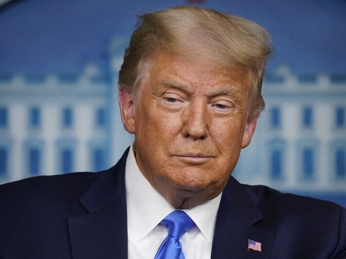 President Donald Trump speaks during a news conference in the James Brady Press Briefing Room of the White House in Washington.
