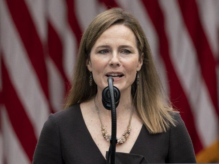 Judge Amy Coney Barrett speaks after President Donald Trump announced her as his nominee to the Supreme Court.
