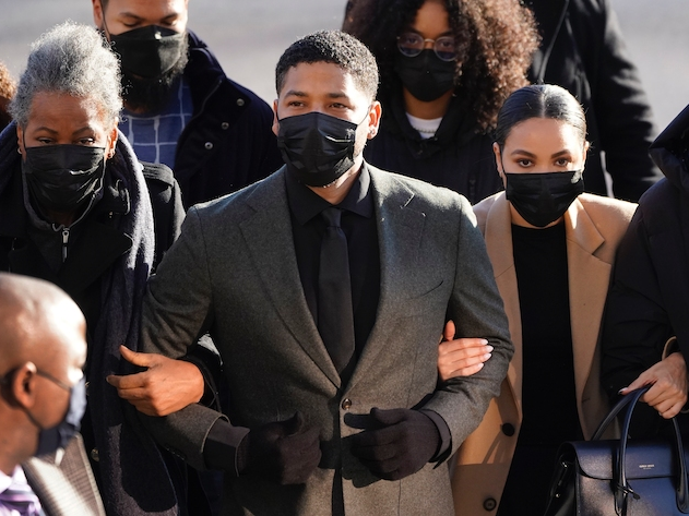 Actor Jussie Smollett arrives Tuesday at the Leighton Criminal Courthouse for day two of his trial in Chicago. 