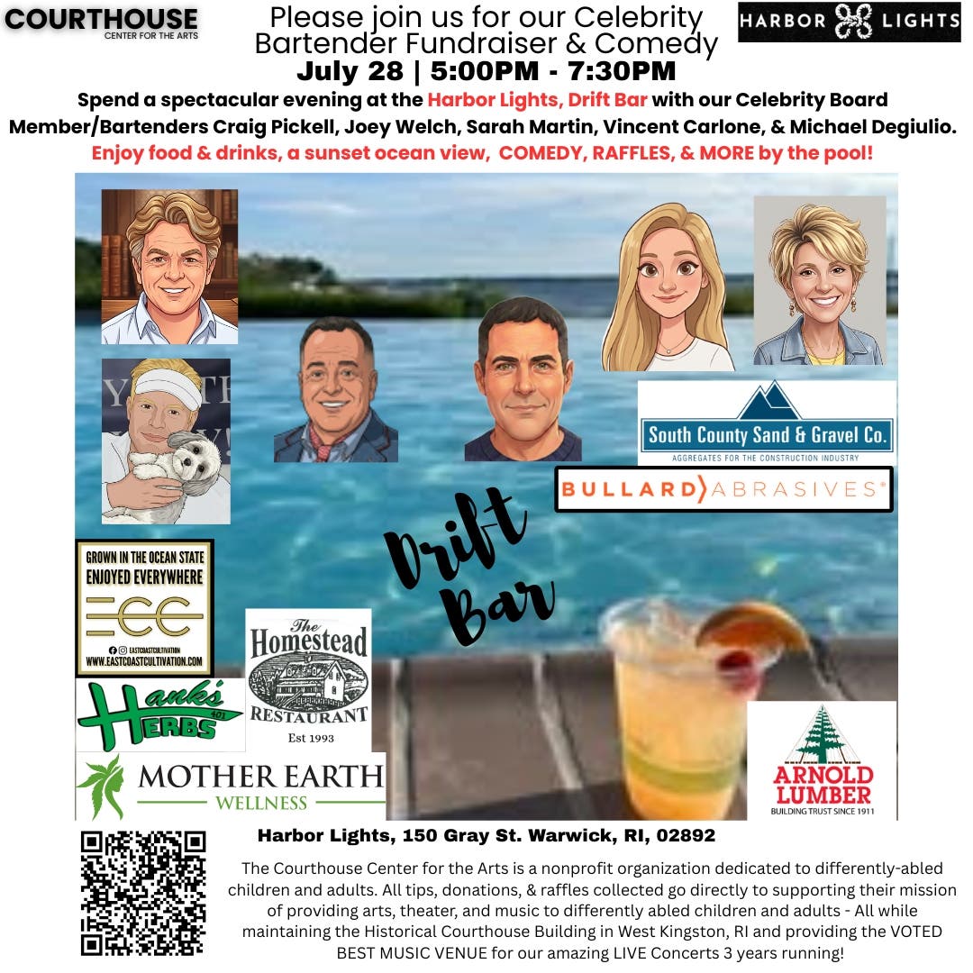 Harbor Lights Celebrity Bartending Fundraiser & Comedy 7/28/26 TUE 5PM