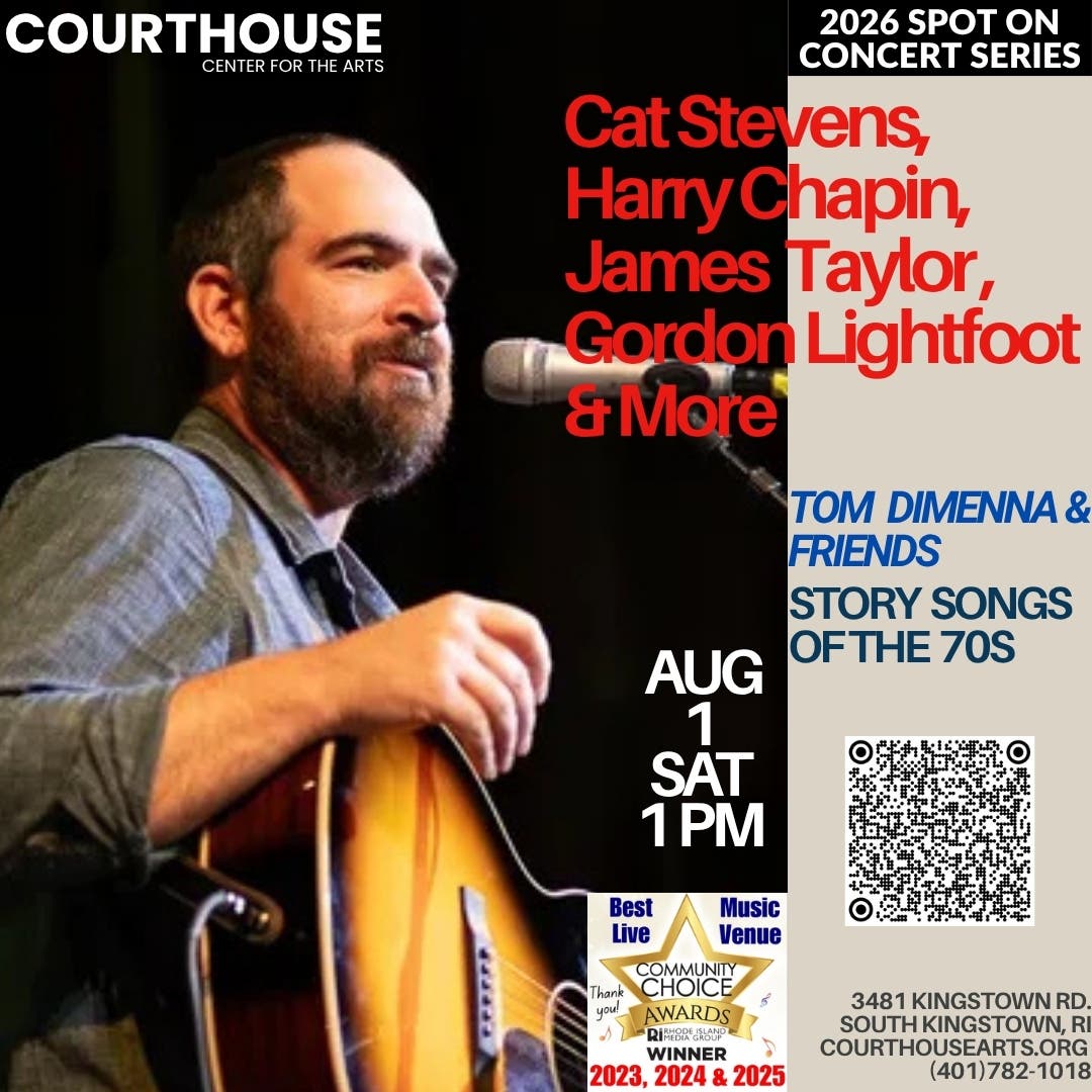 Cat Stevens, Harry Chapin, Gordon Lightfoot, & More. 8/1/26 SAT 1PM Tom DiMenna & Friends