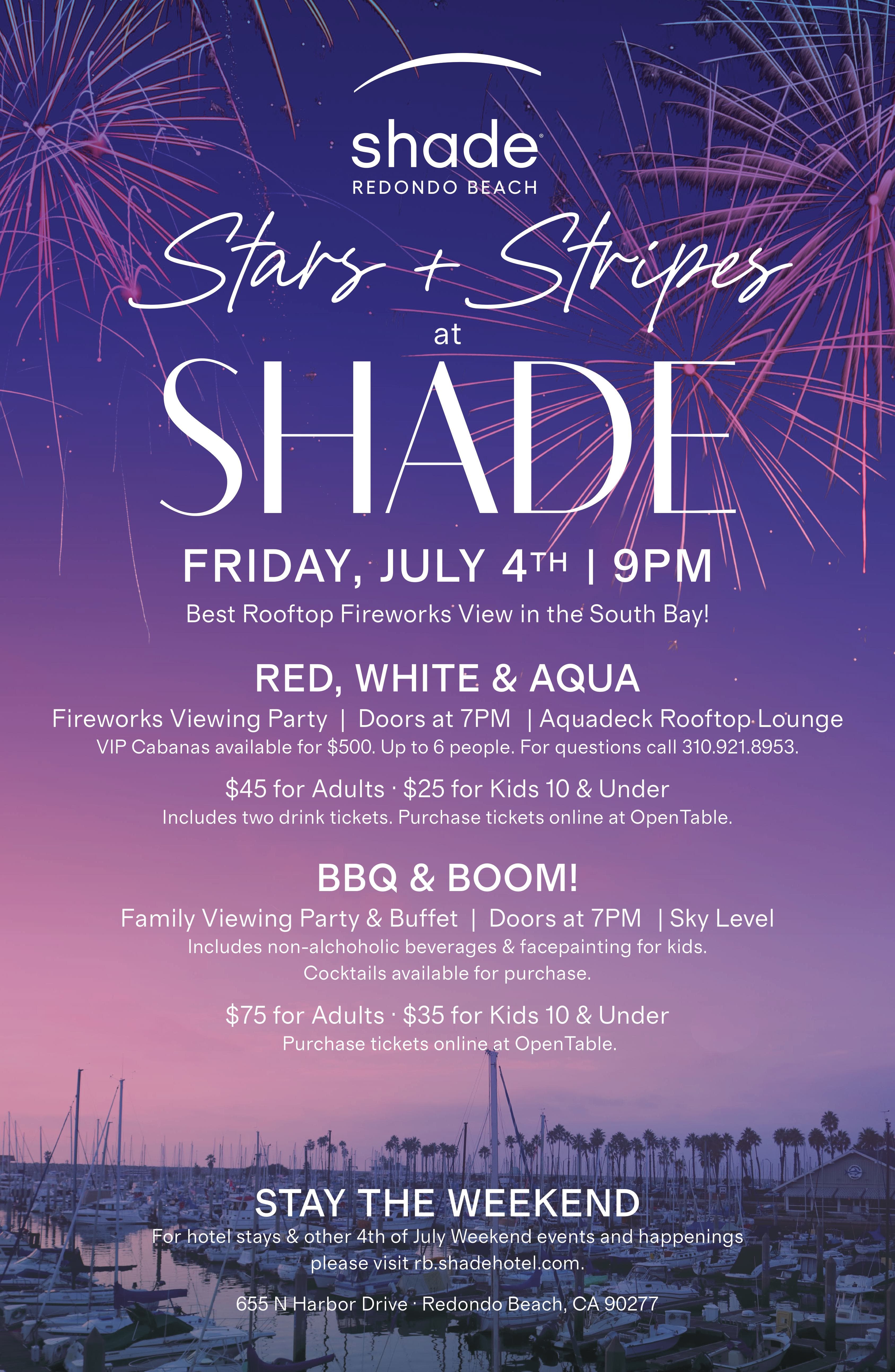 Rooftop Fireworks: 4th of July at Shade Redondo Beach