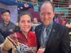 Amanda Naujokas poses with an official from the United States Bowling Congress.