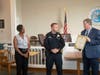 Suffolk Police Officer Craig Capobianco​ was off duty and surfing July 28 when a fellow surfer got hurt. He was honored for his actions.