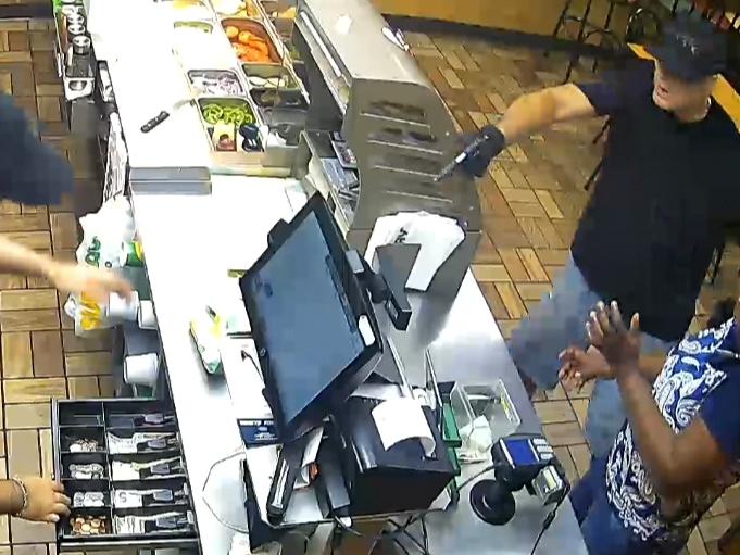 A Subway restaurant in Nassau County was robbed at gunpoint Monday. It was robbed the previous week by a man with a similar description.