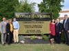 (Center, l-r) Class of 2020 valedictorian Travis Minutoli and Athena Yao are pictured with (l-r) Assistant Principal James Brown, Principal Carolyn Breivogel, Guidance Director Frank Muzio and Superintendent of Schools James McNamara.