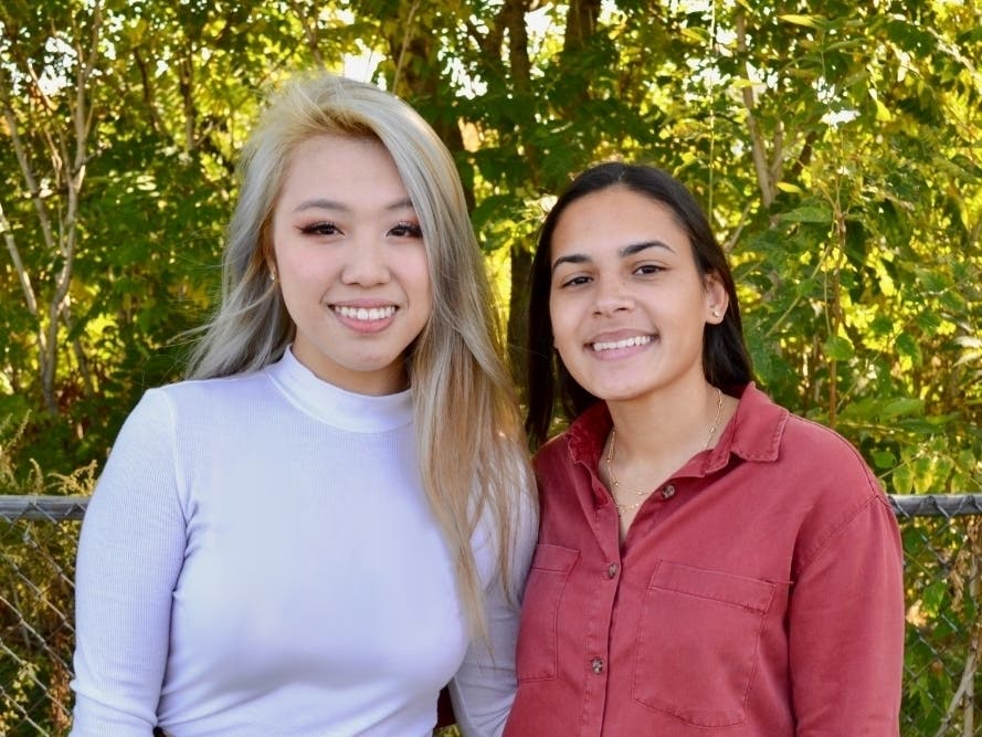 Seniors Hailey Yuan Li (left) and Sage Diaz from General Douglas MacArthur High School were recognized as National Hispanic Scholars by College Board’s National Hispanic Recognition Program.