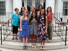 Scholarship recipients Meghan Tarashuk, Disha Pal, and Pascale Simmons with Fortnightly Club members