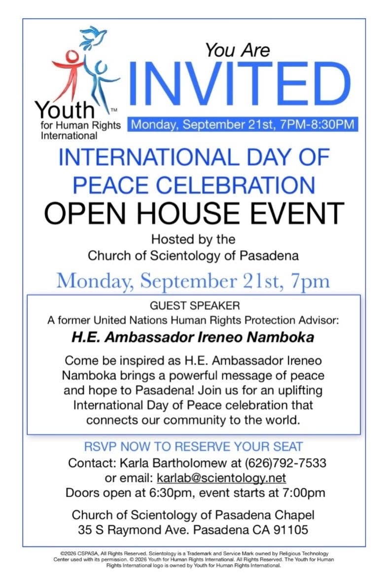 International Day of Peace Celebration Open House Event