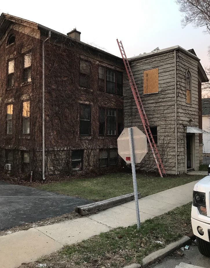 The scene of Tuesday night's house fire near West Jefferson Street. 