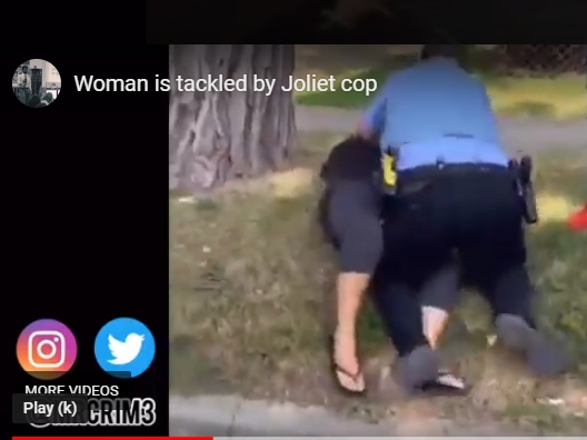 A video called "Woman Is Tackled By Joliet Cop" was uploaded after the vigil.