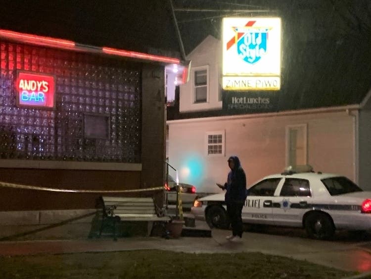 Joliet Police were searching for evidence late Friday night at Andy & Sophie's Tavern. 