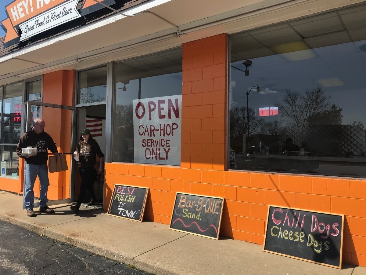 Hey! Hot Dog, Joliet's 61-year-old hot dog business at the corner of Ruby and Clement, is remaining open as a car-hop.