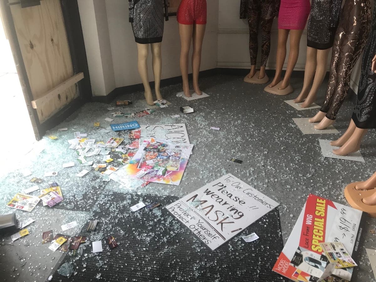 Sky Beauty & Wig, next to the Marshalls store in Joliet's North Ridge Plaza on Larkin Avenue sustained thousands of dollars in damage on Sunday night from looters. 