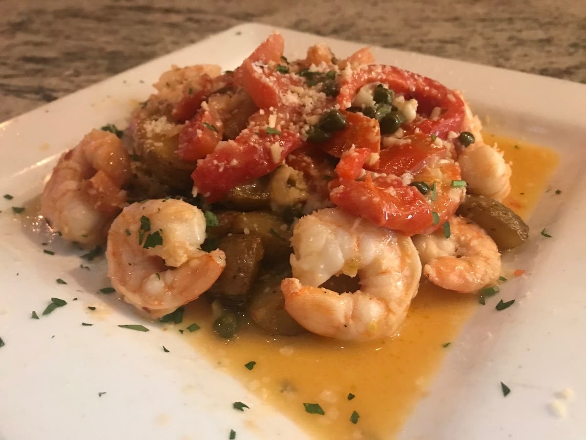 One of the entree favorites at Juliet's is the Gamberetti Piccanti served on roasted potatoes for $18.