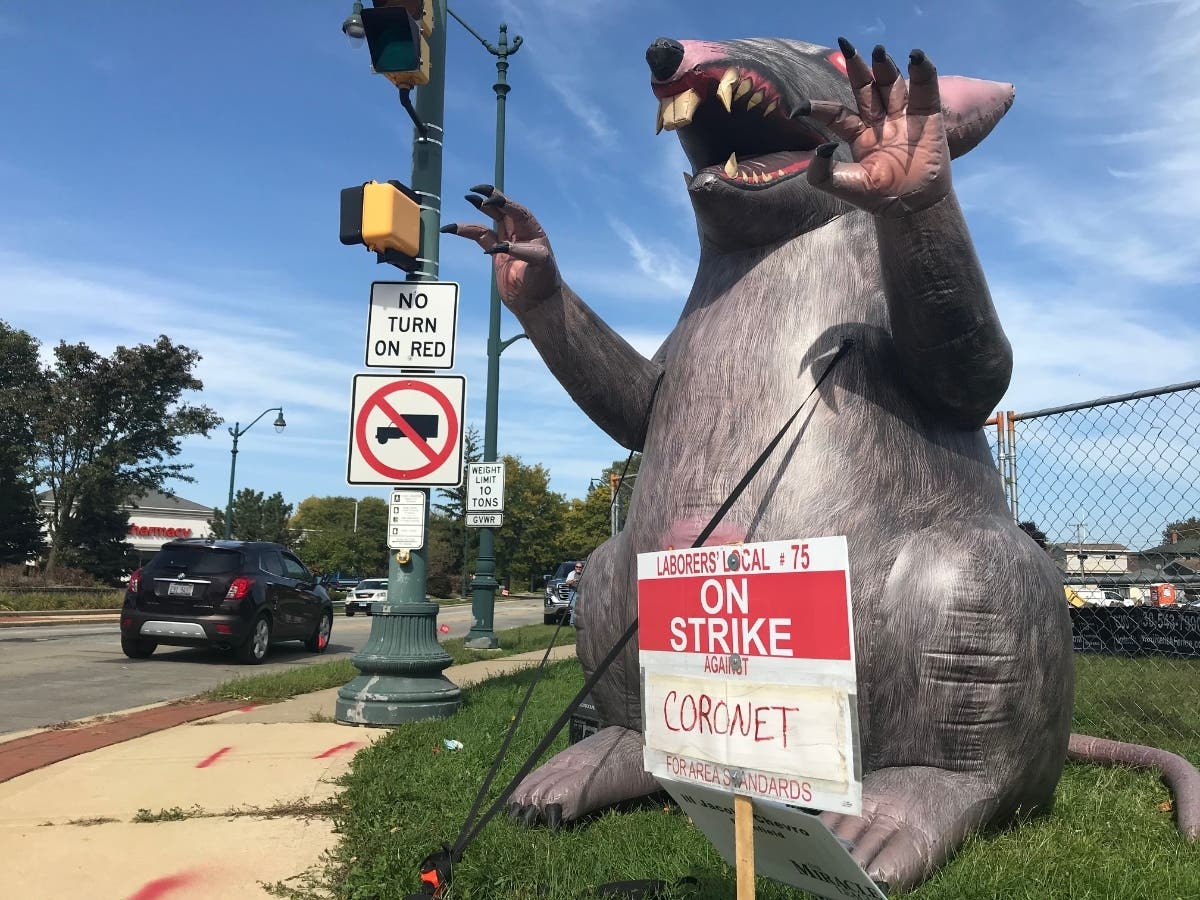 Laborers Local 75 is striking against Coronet Construction, which is building the new Dunkin' Donuts in Joliet at Raynor Avenue. 