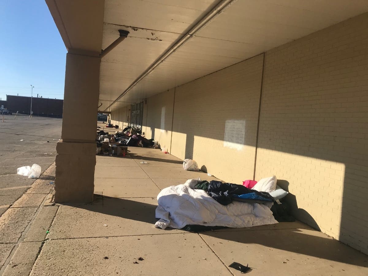 Several homeless people are now staying outside the old Kmart at West Jefferson Street and Larkin Avenue in Joliet.