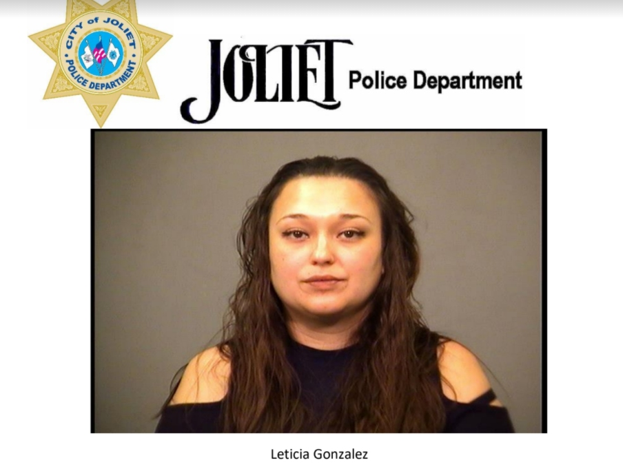 Leticia Gonzalez, 36, of Joliet, was booked into the Will County Adult Detention Facility on charges of aggravated battery to a peace officer and criminal trespass. 