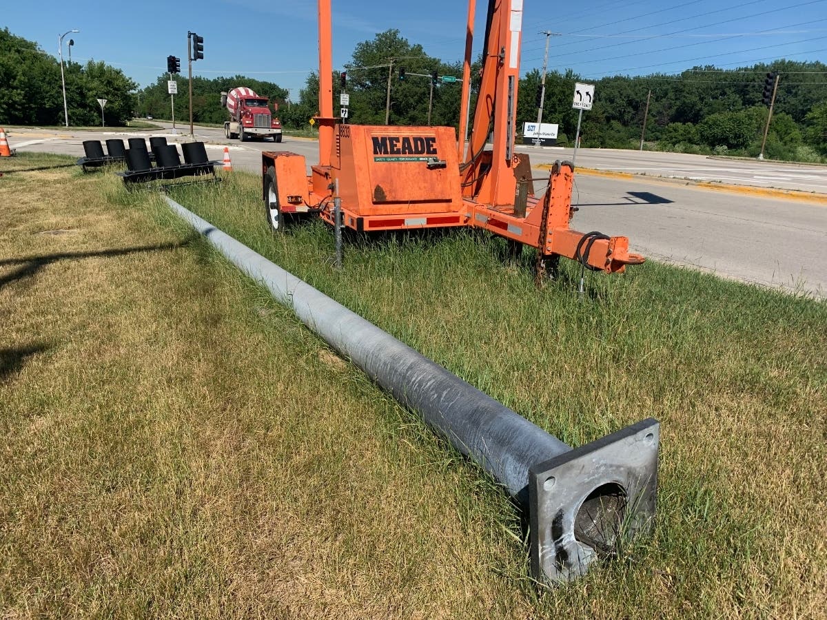 On May 7 at 3:25 a.m., 23-year-old Matthew Sellers of Joliet smashed into this traffic light pole along Route 6 at Terminal Court. His car rolled and caught on fire. Sellers died, and his passenger who was ejected survived the wreck. 