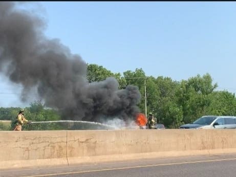 Troy Township firefighters put out a car fire Sunday afternoon along I-55. 