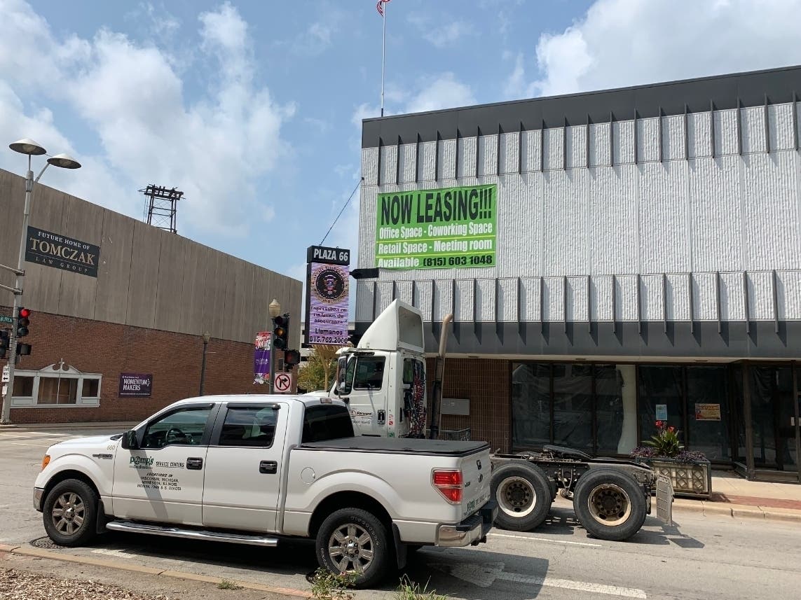 Noe Patino just installed downtown Joliet's first digital advertising sign at his property called Plaza 66 located at 103 North Ottawa Street. 