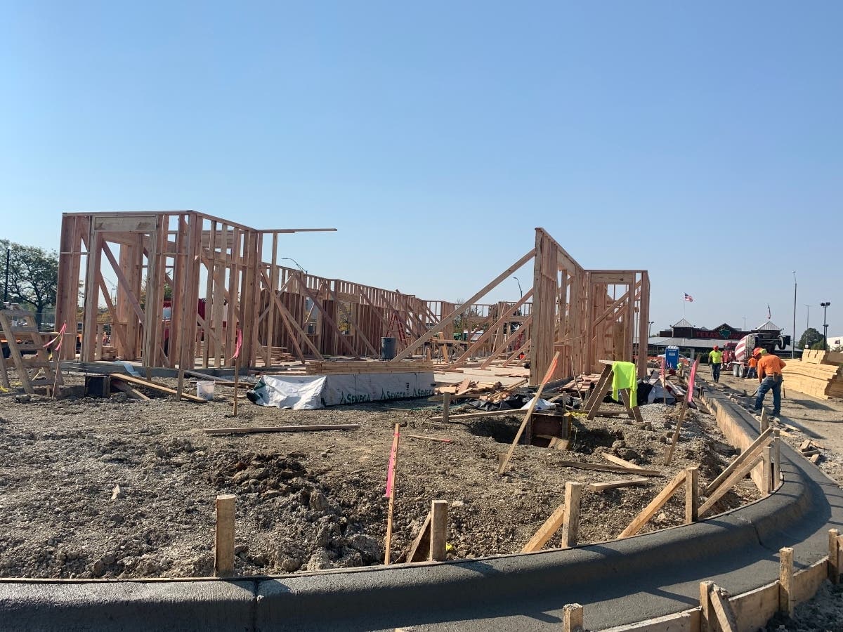 Union contractors work Friday at the site for Joliet's new Raising Cane's. This was the former Diamand's Family Restaurant property.