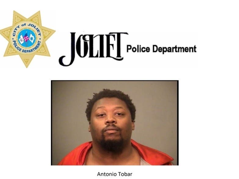 Antonio Tobar, 35, has been charged with two counts of aggravated battery to a peace officer, obstructing justice and mob action, Joliet police said. 