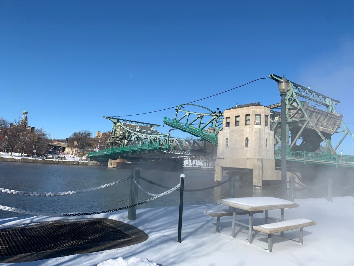 Since June 1, 2020, the drawbridge on the west side of Jefferson Street was stuck in the upright position, but contractors finally had it working properly Wednesday.