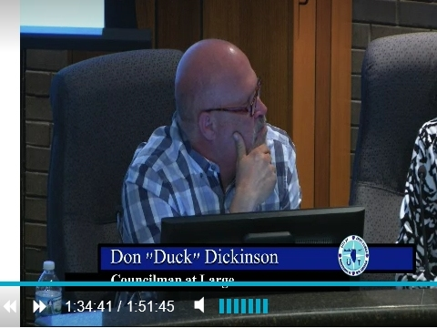 On Nov. 2, 2020, Joliet Councilman Don "Duck" Dickinson read a statement at a Joliet City Council meeting making reference to being a blackmail target of Mayor Bob O'Dekirk.