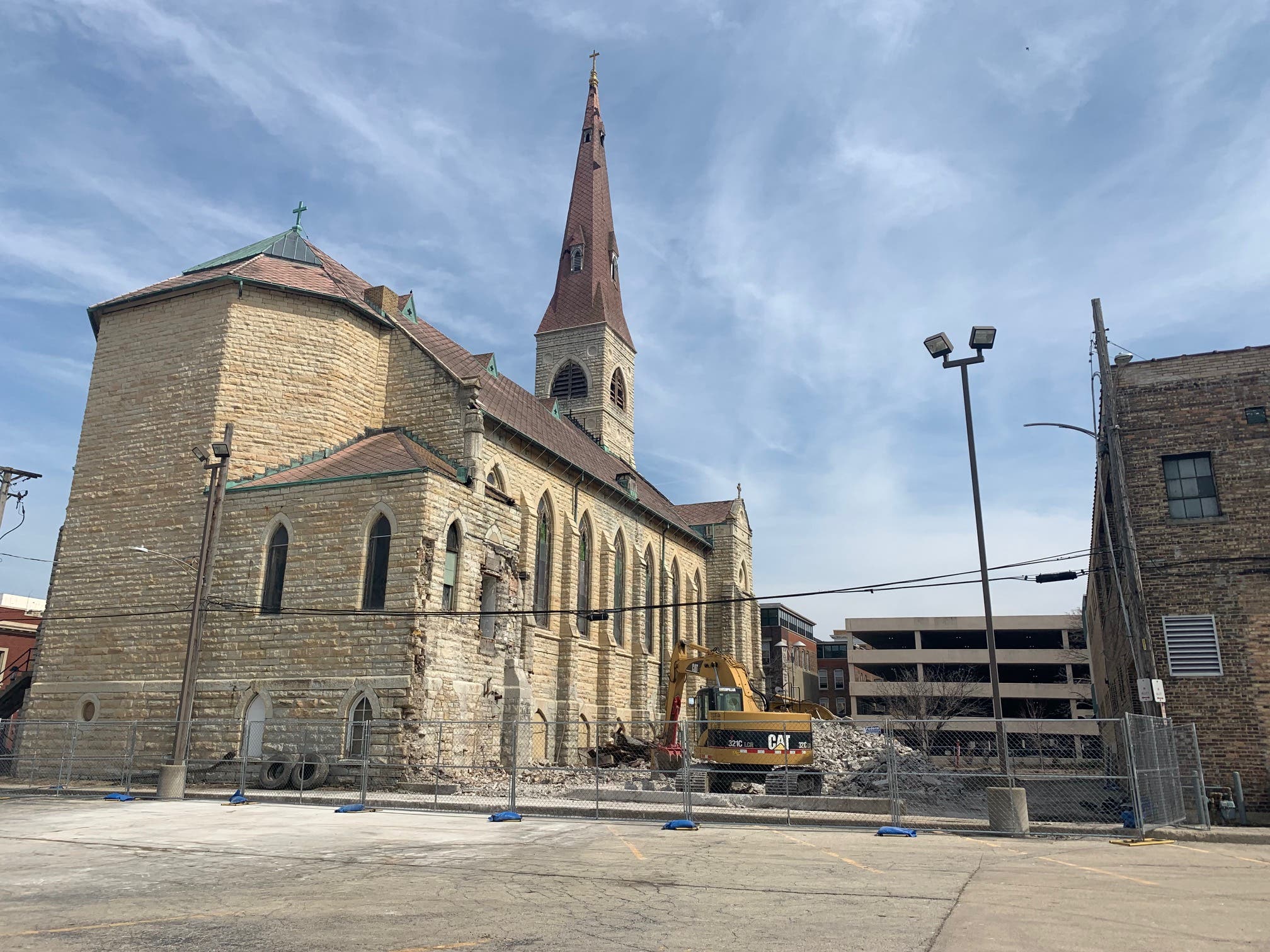 Wrecking Ball Destroys St. Mary's Carmelite Church Entrance Joliet