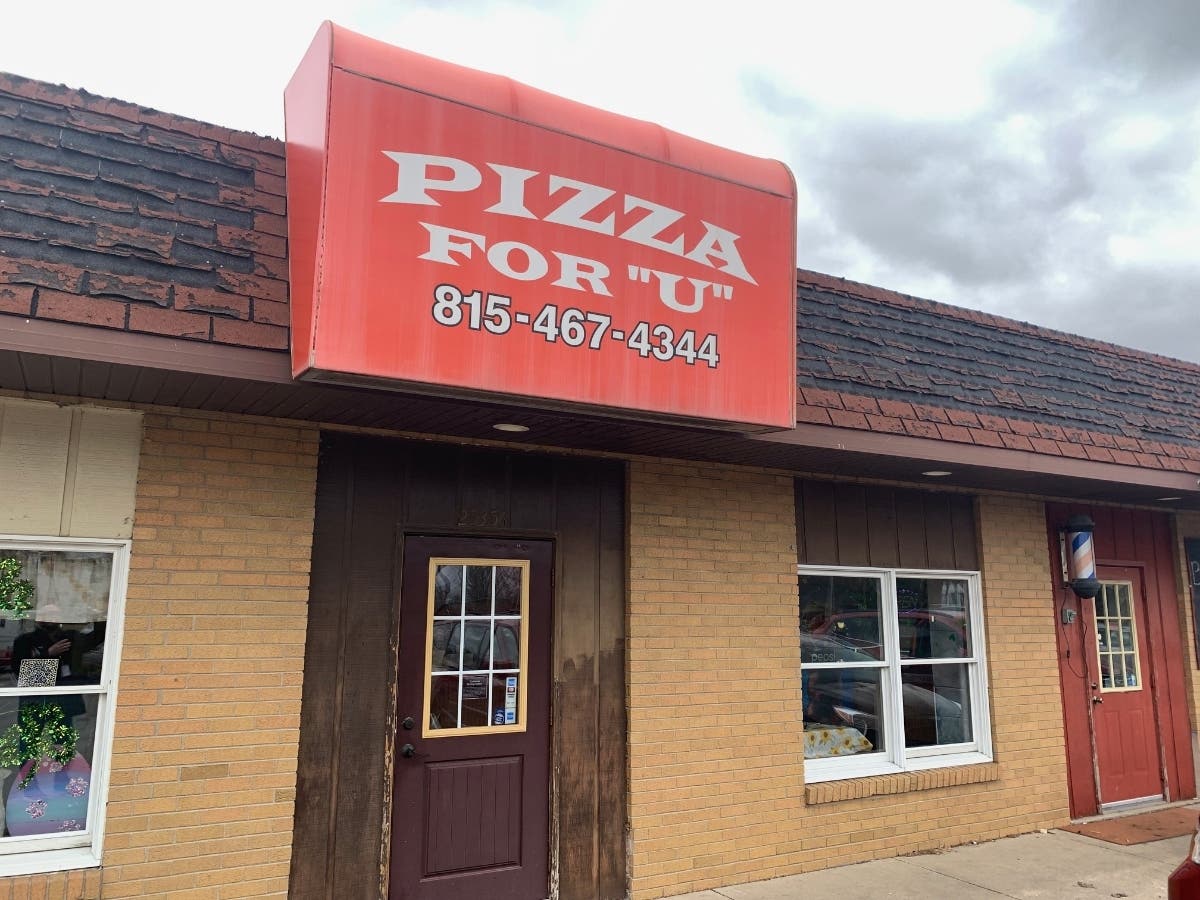 The Channahon Pizza For U is on Route 6. It's address is 25356 West Eames St.   