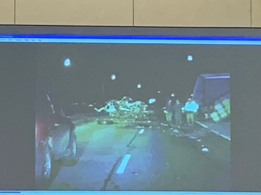 Illinois State Police trooper Kevin Wehling's dash-camera footage of off-duty Joliet police officer Erin Zilka's fatal wreck on Jan. 19, 2020, killing passenger, Chuck Schauer. 