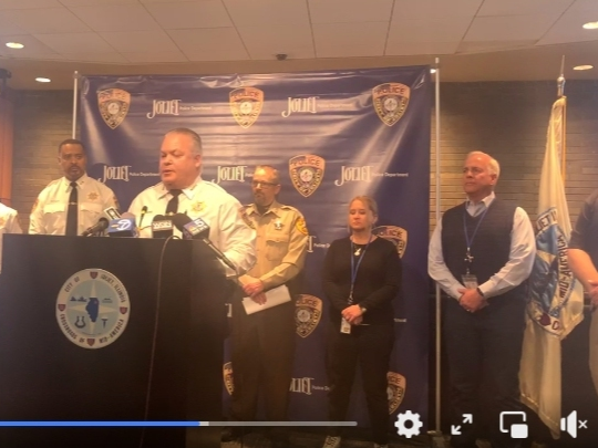 Joliet Police Chief Bill Evans announced the slayings in the 2200 block of West Acres Road happened around midday Sunday.