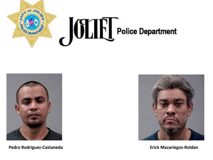 Joliet police saw surveillance video from a nearby business of two males exiting the building carrying a vehicle tire.