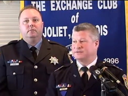 Joliet Police Officer Bill Otis was honored by police chief Brian Benton as the department's Joliet Exchange Club Officer of the Year for 2016. 