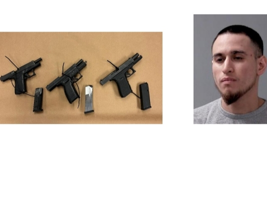 Jesus Zambrano, 35, of Joliet and two women were ordered from the residence and detained. Following a search of the residence, officers recovered multiple loaded guns including a 9mm handgun and two .45 caliber handguns. 