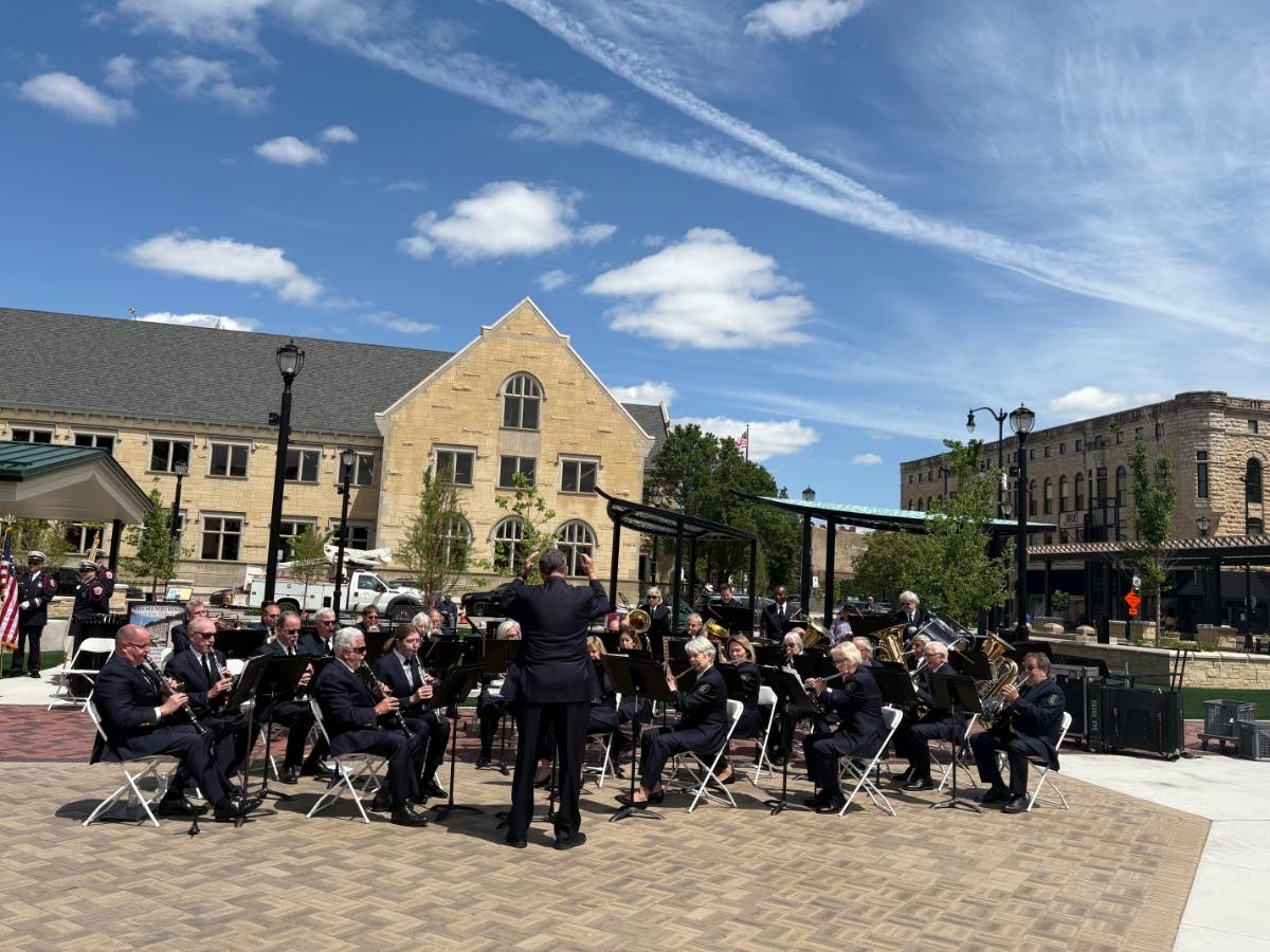 Joliet's American Band played several patriotic songs during Wednesday's Memorial Day Commemoration hosted by the city of Joliet at the new City Square plaza.