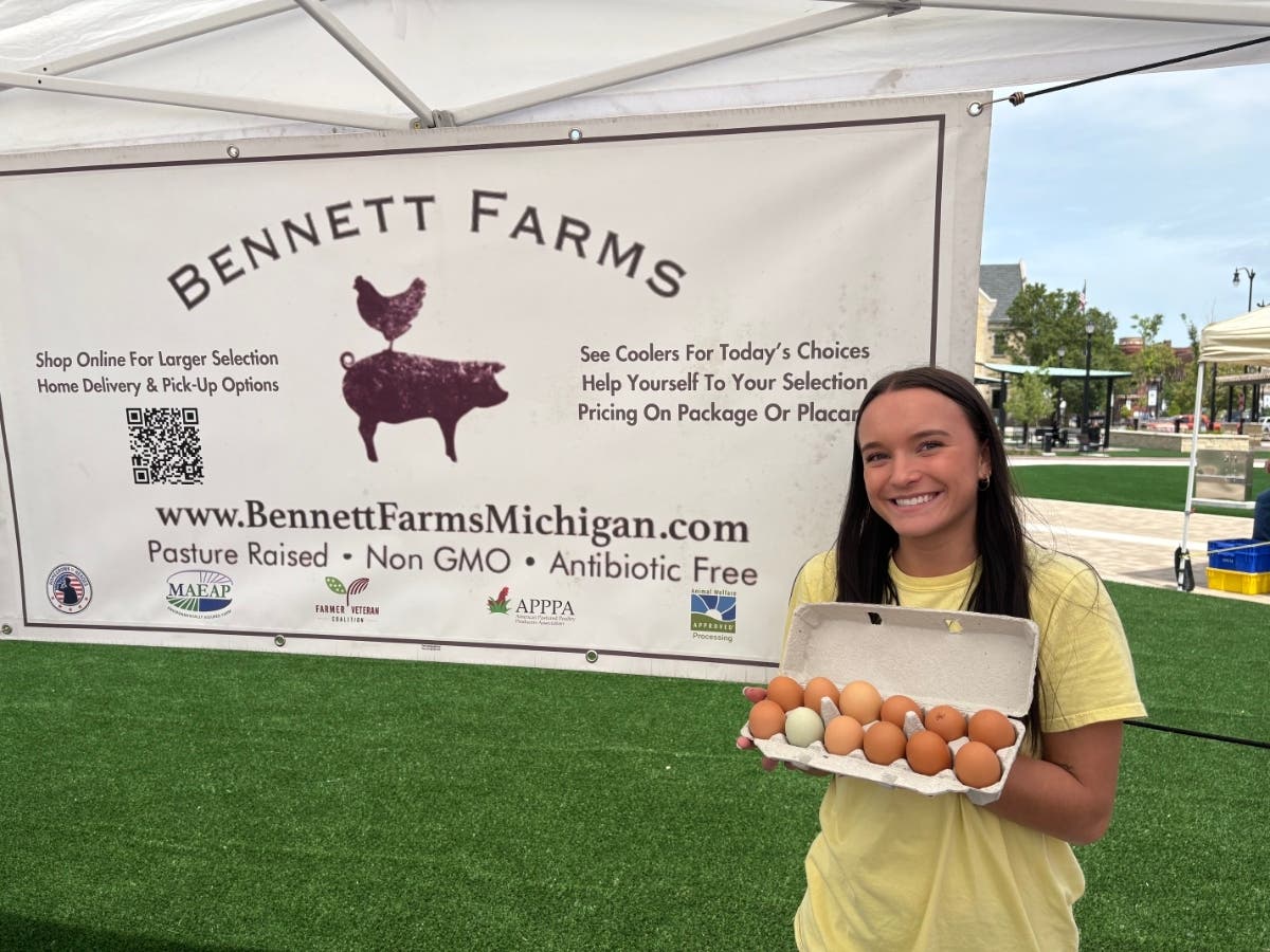 This is Leah, who traveled to downtown Joliet from her family's Bennett Farms in Edwardsburg, Michigan, which is just north of the Indiana border near South Bend.
