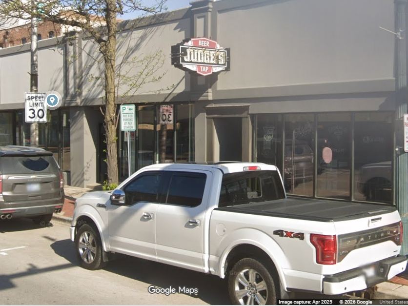 Judge's Bar is located in downtown Joliet at 35 East Cass Street, near the intersection of Scott Street. It's right across the street from the John Bays Parking Deck.