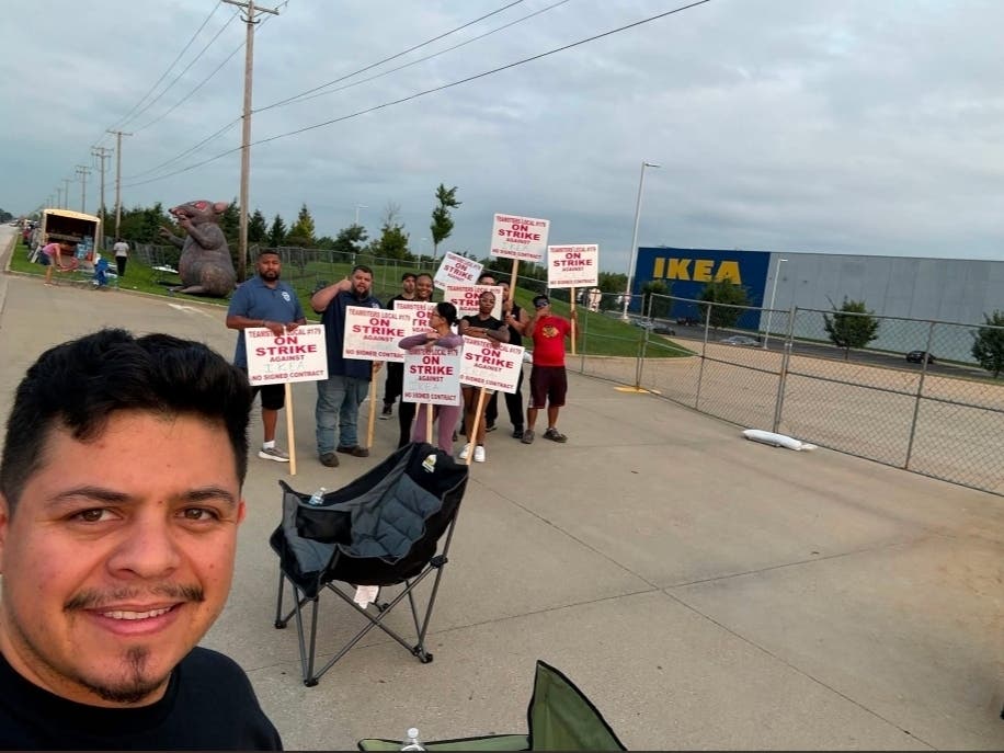 Monday's IKEA worker strike was taking place at the giant warehouse facility along Laraway Road not far from South Chicago Street in Joliet. 
