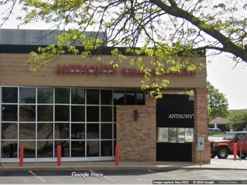 The vacant Anthony's Pub property is right near the Louis Joliet Mall at 3151 Voyager Lane.  Fran Hondros of Coldwell Banker Commercial is listed as the real estate agent.
