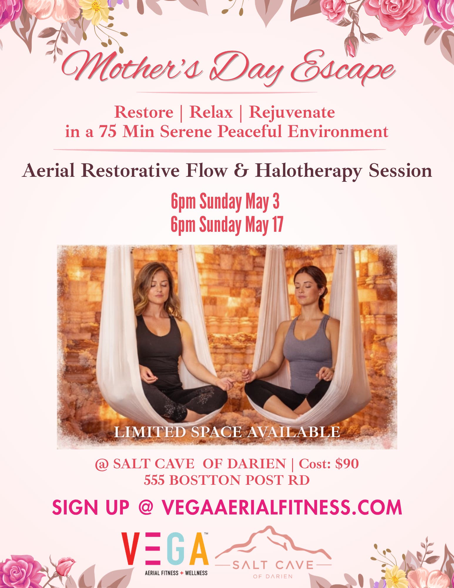 Mother's Day Escape | Aerial Restorative Flow & Halotherapy Session
