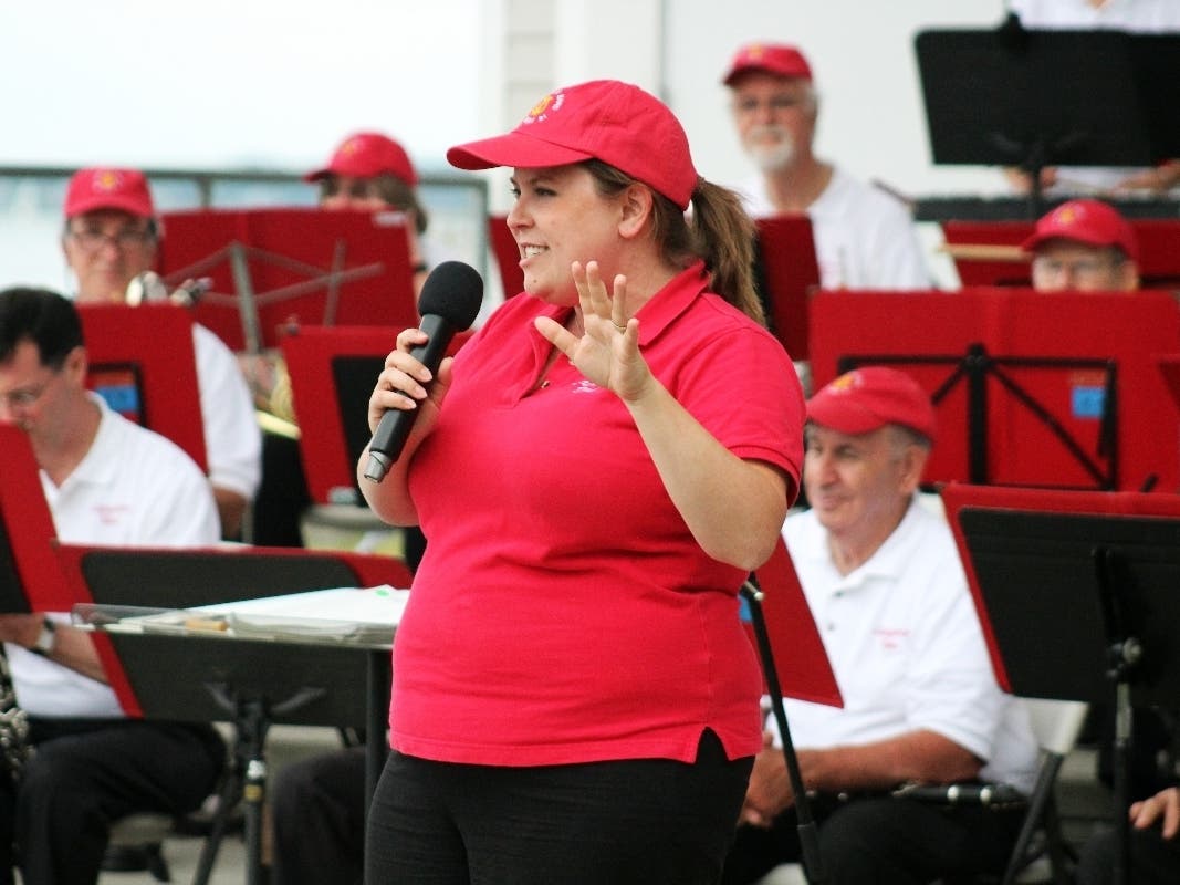 Bethany Clarke Bromley directs the Lafayette Band.