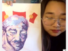 Advanced art student Uma Tseyang of  Great Neck pondering the pandemic.  The painting in progress shows an older man in despair not having enough food with an Andy Warhol style empty cans in the background. 