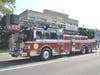 Ladder 2's present truck, a 2009 Pierce 100' tower ladder.