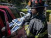 EMFD member utilizes the Jaws of Life during a recent training exercise that focused on freeing victims trapped in a car due to a motor vehicle accident. 